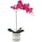 24" Real Touch™ Pink Orchid in a Striped Ceramic Pot